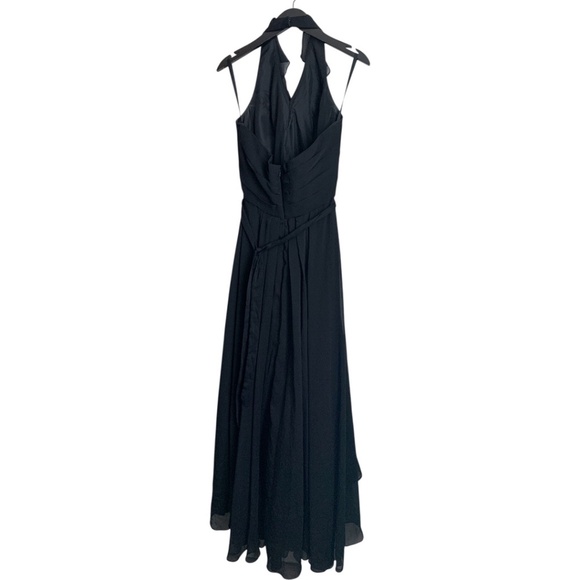 Angelina Faccenda Black Dress Size 12 Halter Ruffles Formal Gown Sleeveless - Picture 3 of 7